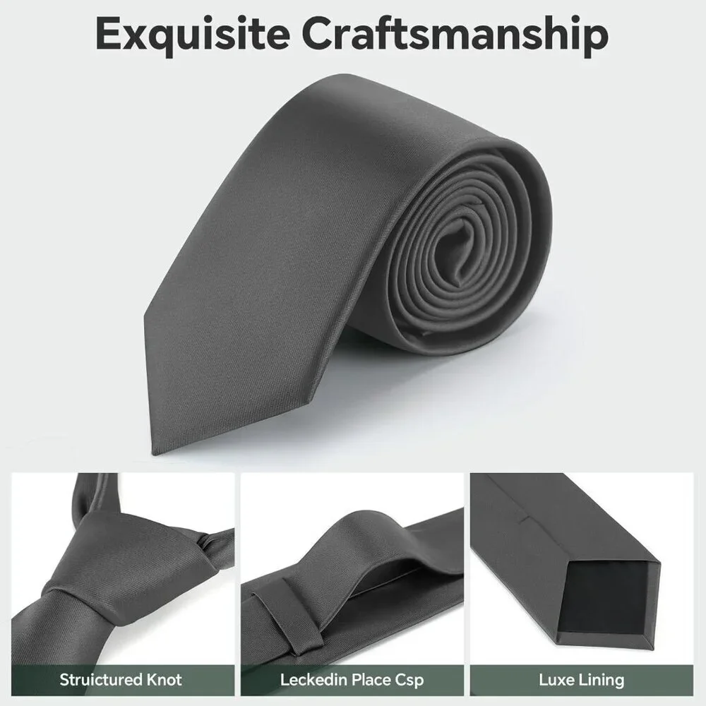 Men's Charcoal Gray Solid Pure Color Formal 3.15